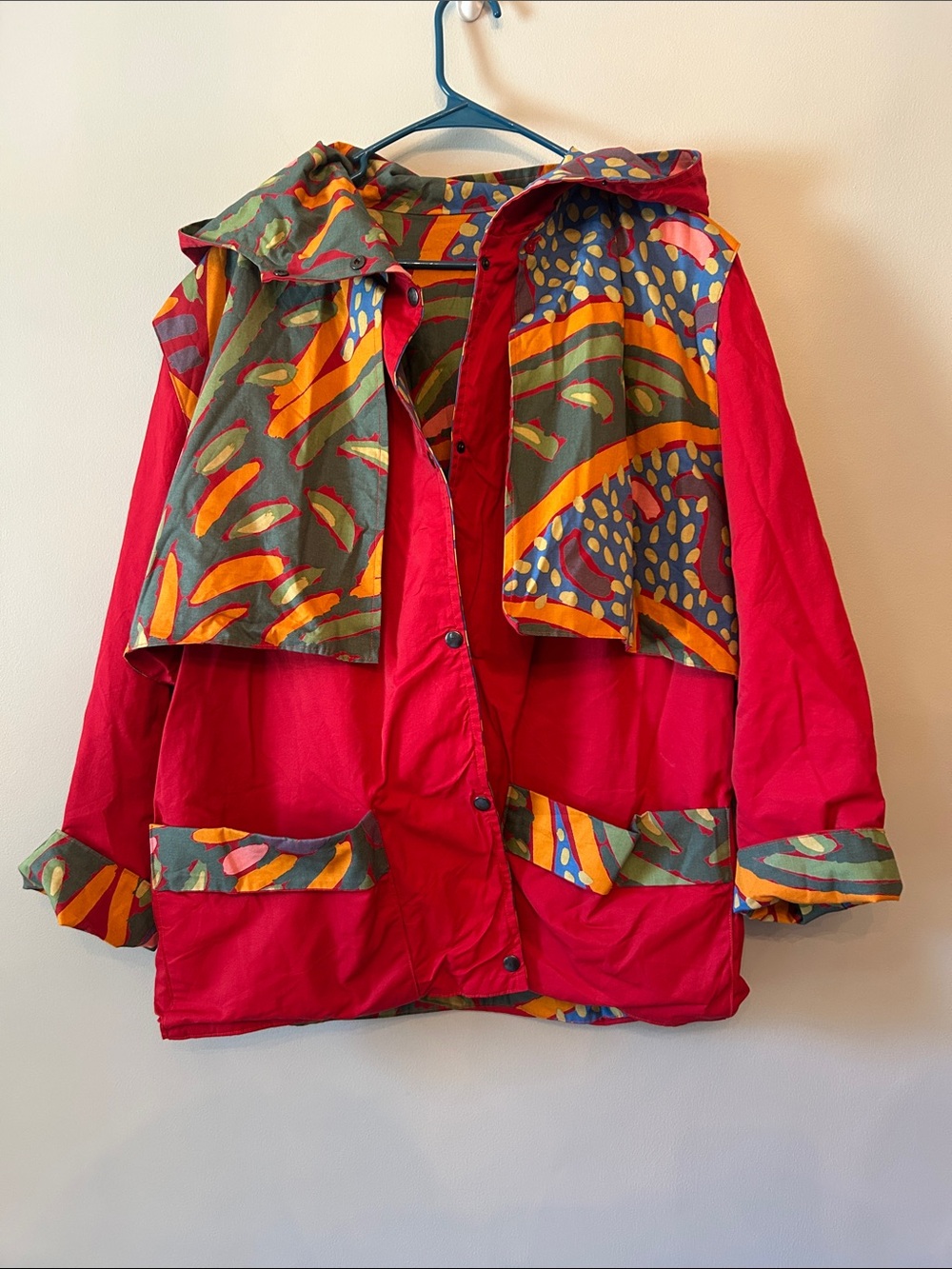 Isabelle Faure Reversible Barn Jacket, Red/Pattern